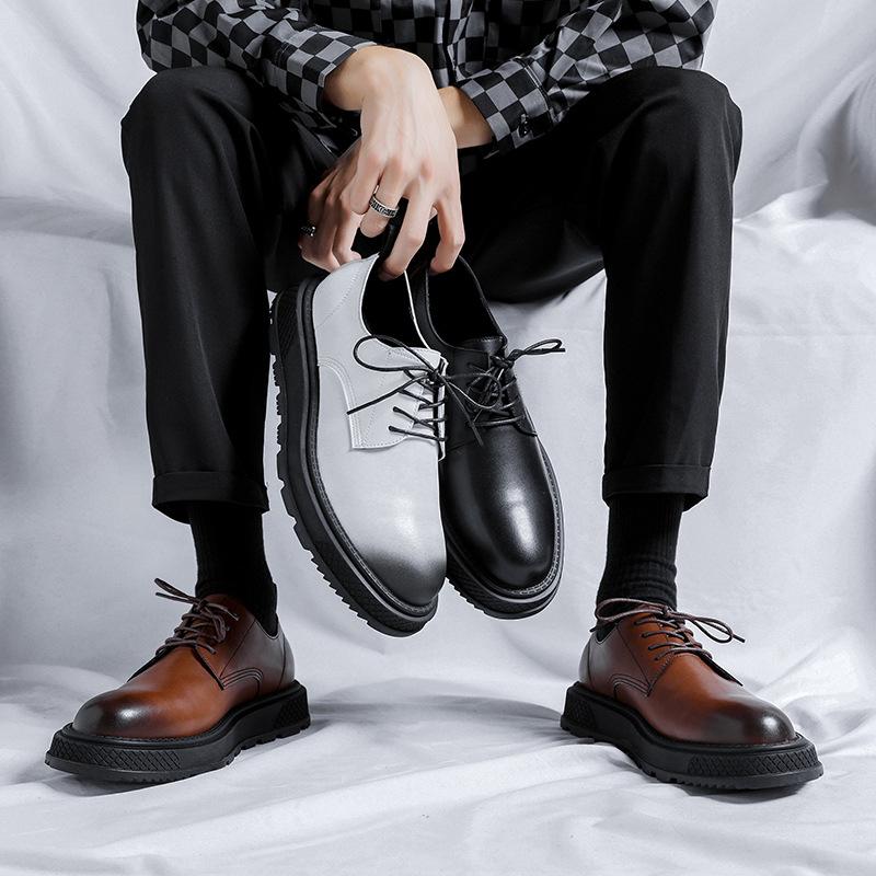 Leather Shoes Men'S Fashion Foot Cover Doudou Shoes Soft Surface Casual British Style Round Head Youth Loafers 4506-R