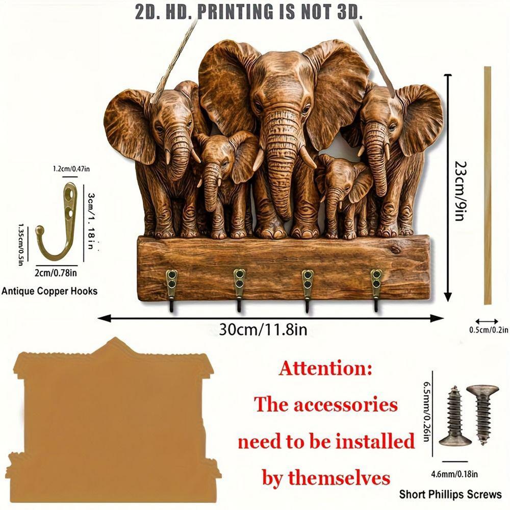 Key Hooks Wooden Cute Multipurpose Organizer Elephant Towel Hooks Key Holder Organizer For Towel Coat Jacket Hat Bag Umbrella