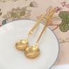 Brass Spoon Household Spoon Pure Handmade Coffee Spoon Long Handle Thickened Pure Copper Solid Tableware Dessert Spoon Soup