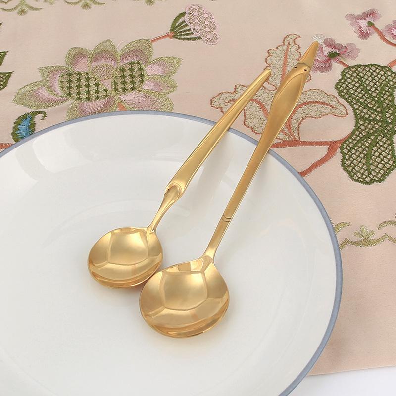 Brass spoon household spoon pure handmade coffee spoon long handle thickened pure copper solid tableware dessert spoon soup