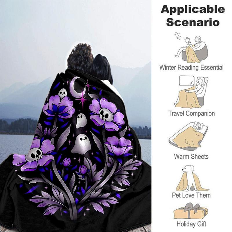 1pc Skeleton Ghost Flower Blanket  Home Decorative
