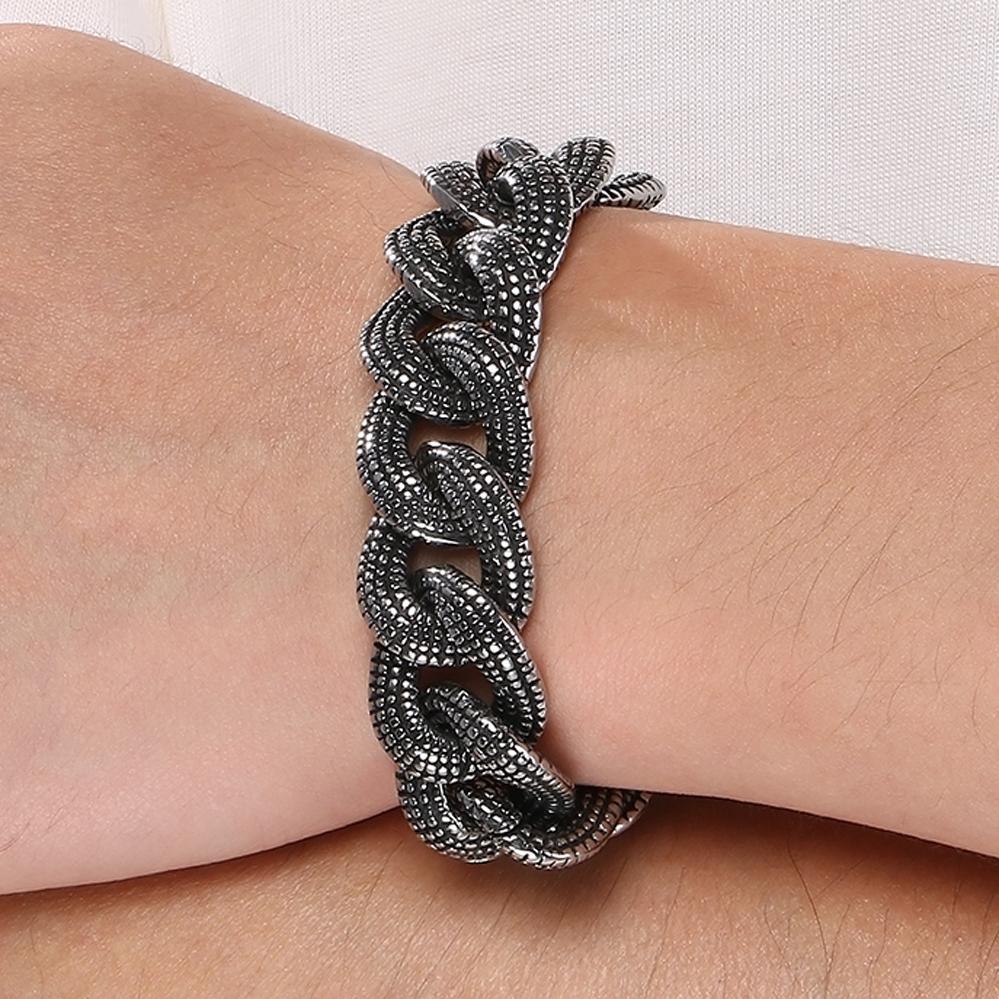 Retro 19MM Heavy Duty Cuban Link Chain Man Bracelet for Men Punk Gothic 316L Stainless Steel Jewelry Men's Bracelets Boys Gifts