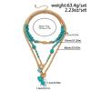 Adjustable Geometric Turquoise Beaded Necklace Multi Layered Clavicle Chain Neck Jewelry for Stylish Outfits