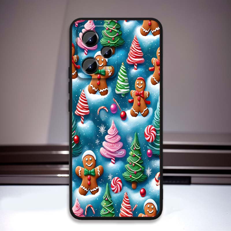 Christmas cartoon pattern For Xiaomi Redmi Note 15 14 13 12 12S 11E 11 11S Pro Plus 4G 5G Black Soft TPU Phone Case