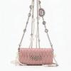 [Pre-Owned] Crystal Pink Lambskin Quilted Wallet With Silver Hardware - Very Good #196BT68