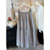 Super light pearlescent soft gauze skirt~ A-word splicing fluffy cake skirt French gentle temperament versatile medium and long skirt