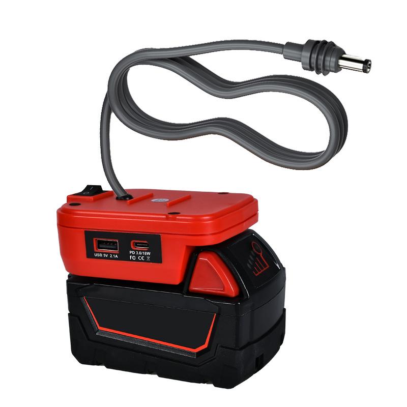 Compatible Adapter for DeWalt 20V, Milwaukee, Makita 18V Mini Battery with Type-C USB, 18AWG