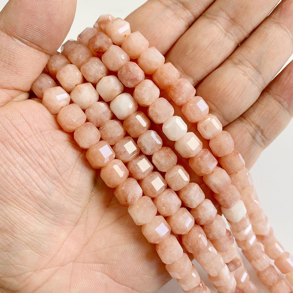 7-8MM Faceted Square Shape Chalcedony Natural Stone Loose Cube Spacer Beads for Jewelry Making Diy Bracelet Accessories