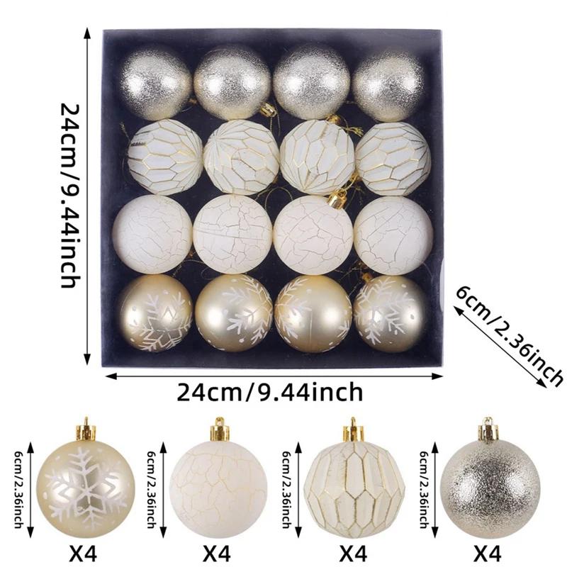 16PCS 6cm Christmas Ball Pendant Christmas Party Tree Decor Christmas Ball Pendant Gift Set New Year Xmas Hanging Ornament