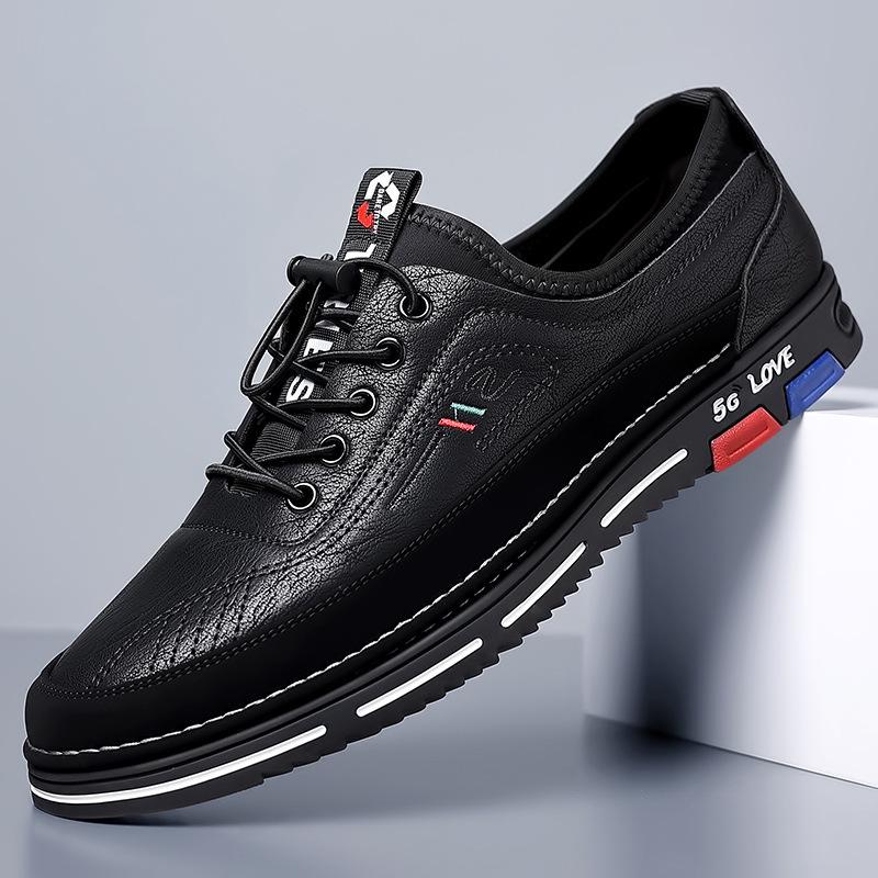 Men's Autumn Soft Leather Casual Shoes with Breathable Design and Flexible Sole
