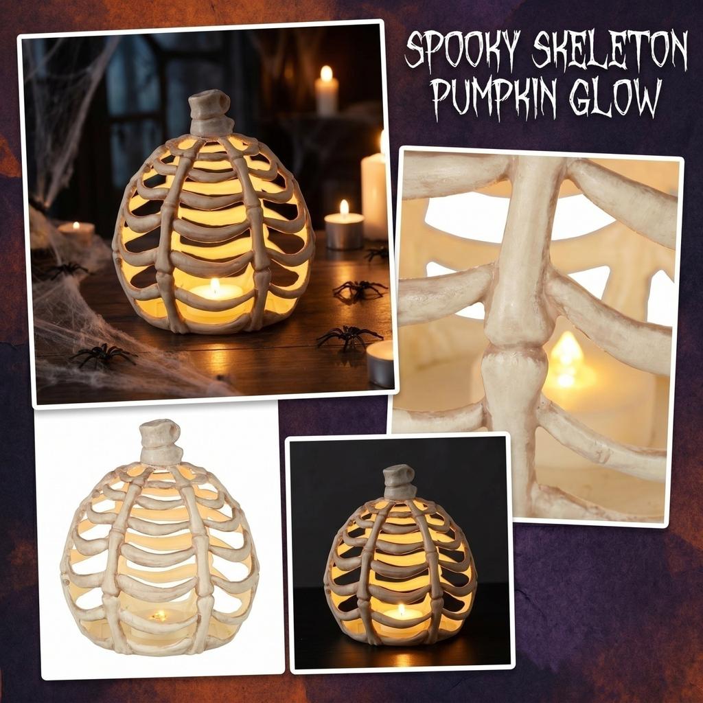 Halloween Pumpkin Skeleton Light Up Decoration with Glowing for Party Indoor Outdoor Decor