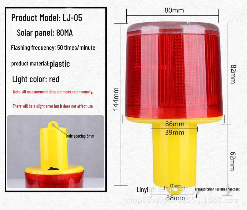 LED Solar Warning Light for Outdoor Construction and Road Safety