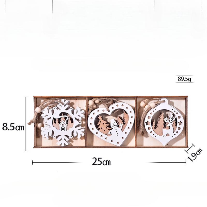 Christmas Decorations, Christmas, Wooden Pendants, Laser Hollow Out, Double-layer, White Hanging Decorations, Christmas Tree Snowflake Pendants