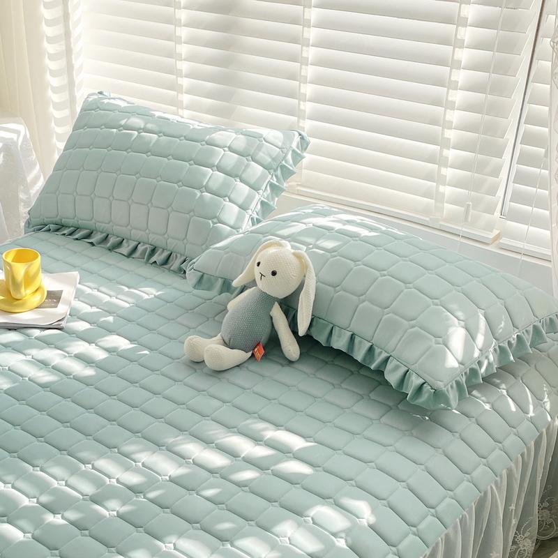 1/2pc Natural Latex Thickened Cooling Pillowcase Korean Style Ruffled Summer Pillow Cases Solid Ice Silk Breathable Pillow Cover