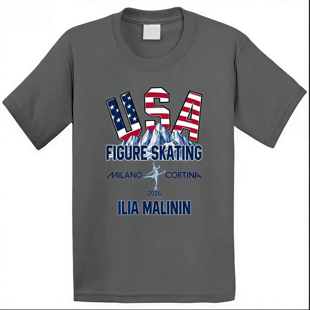 Ilia Malinin Figure Skating Milano Cortina 2026 Fan T Shirt Springsummer New Fashion Casual Shortsleeved Top Y2K Ins Cotton