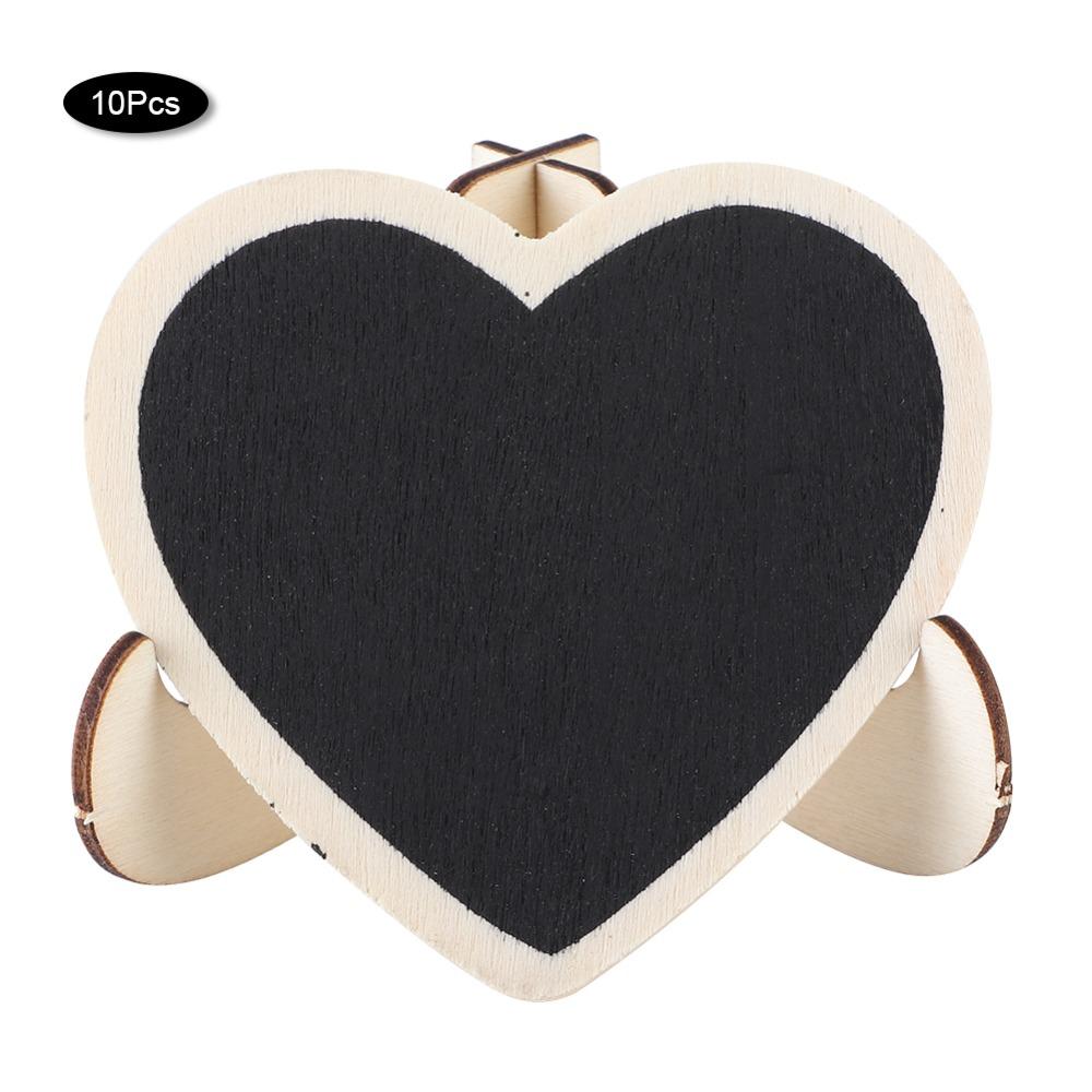 10 pcs MDF Pine Heart Shaped Black Message Board 2.9x2.8 in Heart Desktop Blackboard Black with Stand Mini Message Blackboard