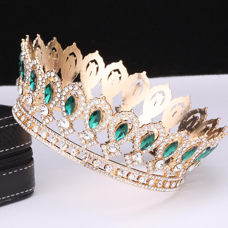 New Baroque Bridal Crown Round Multicolor Crown King Queen Birthday Party Alloy Hair Accessories