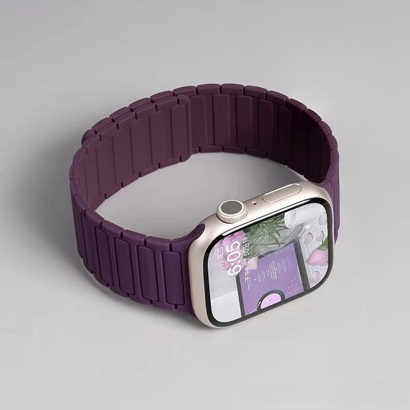 Silicone Strap for Apple Watch 46mm 42mm 49mm 45mm 41mm 44mm 40mm Magnetic Band for IWatch Ultra 2 Series 10 9 8 7 6 SE 5 4 3