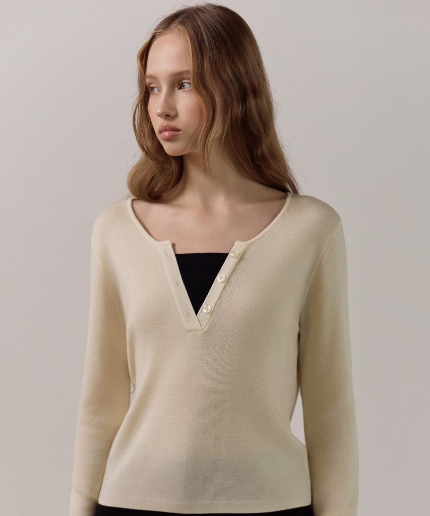 ELLIOTI V-Cut Layer Knit Ts_4Color
