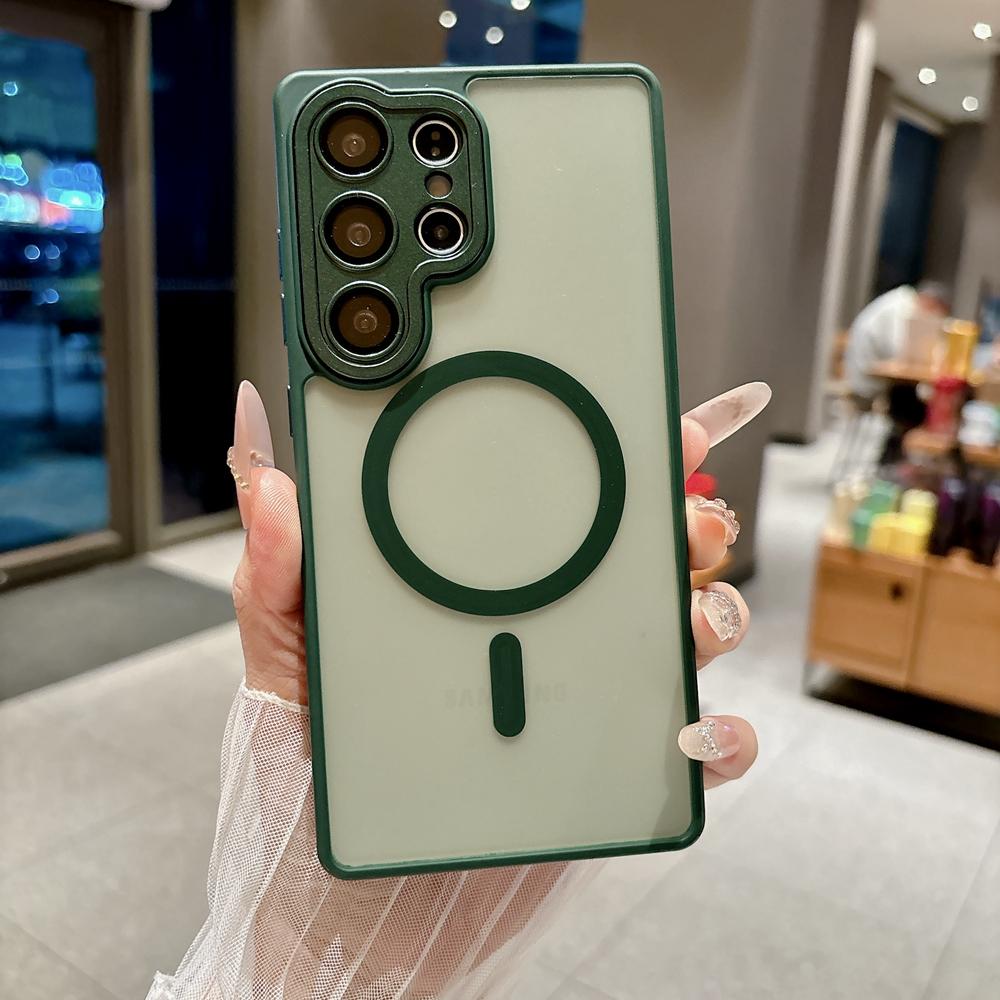 KEYSION Luxury Matte Translucent Magnetic Case for Samsung Galaxy S23 S24 Ultra 5G S23+ S24 FE Shockproof Armor Phone Cover