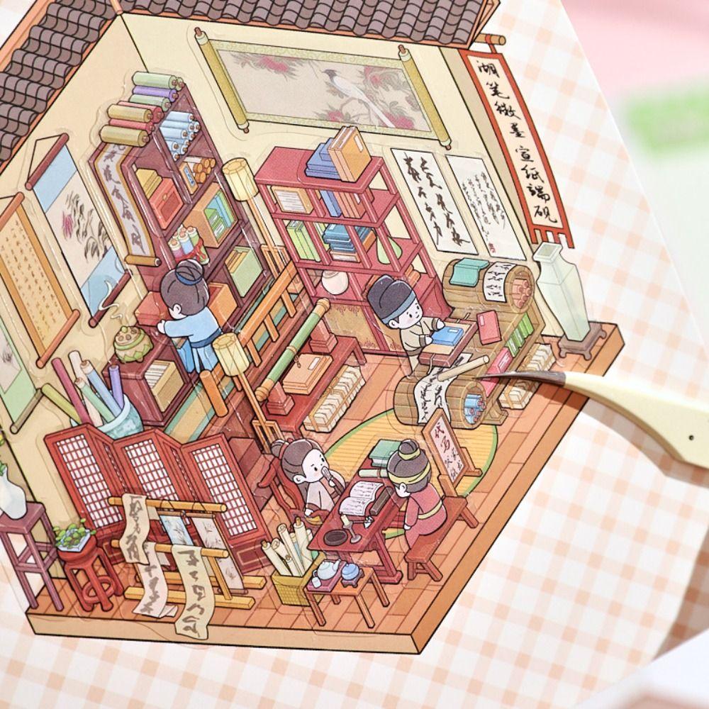 20 Scenes Landscape Sticker Book Stress‑relief DIY Cabin Scene Sticker  Children Gift