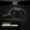 Genuine Leather Cowhide Baseball Cap with Ear Flaps, Adjustable Fleece-Lined Winter Duckbill Hat for Middle-Aged and Elderly Men.