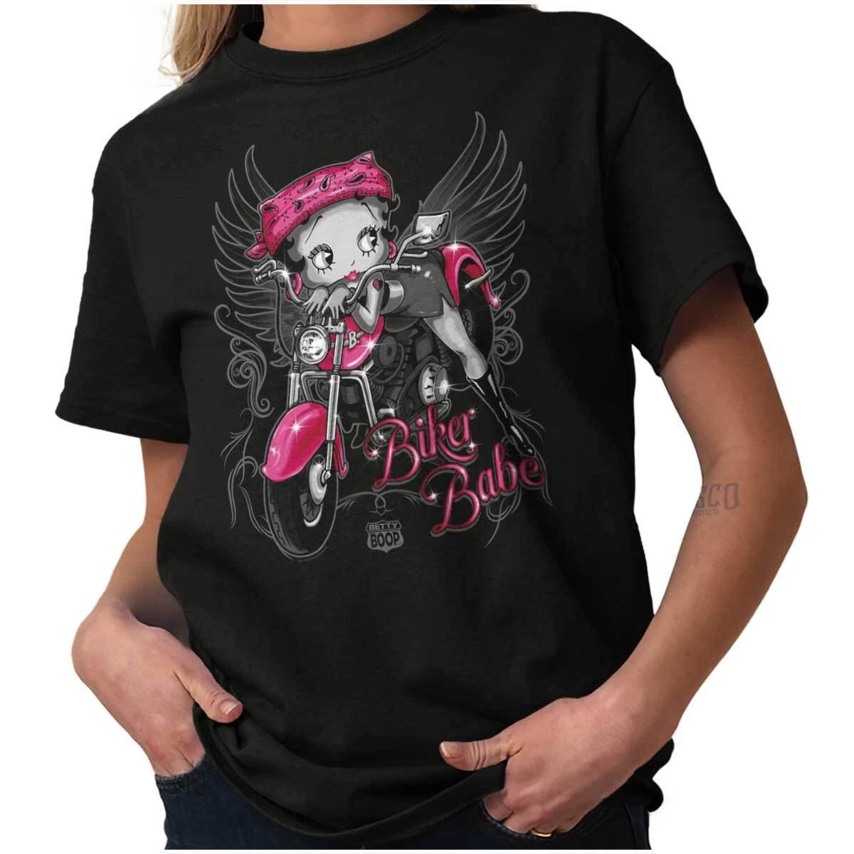 Betty Boop Retro Cartoon Bandana Biker Babe Womens Graphic Crewneck T Shirt Tee XL
