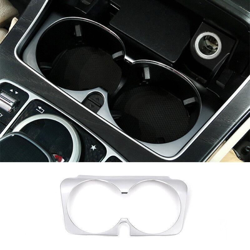 For Mercedes-Benz GLC 2016- Silver ABS Middle Console Water Cup Frame Trim
