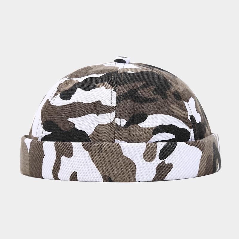 

Spring and summer camouflage brimless melon skin hat, outdoor personalized hip-hop sun shading landlord hat, adjustable One Size