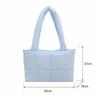 Cubic Grid Quilted Puffer Tote Bag Lightweight Cotton Solid Color Quilted Shoulder Bag Large Capacity Padded Handbag Women