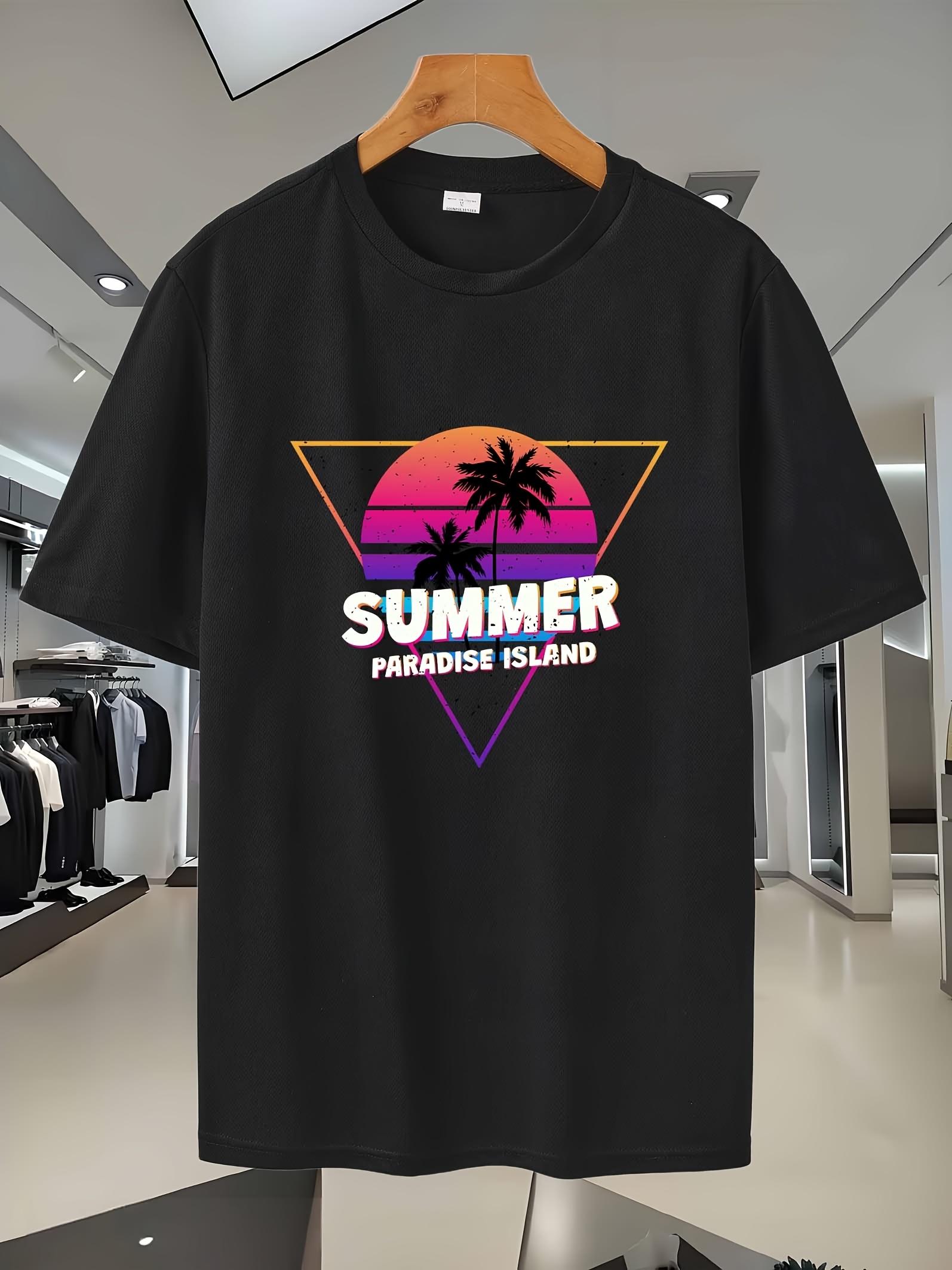 47G Summer Paradise Island Graphic T-shirt - Breathable Mesh XXXL
