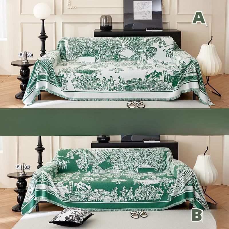 Chinese Style Sofa Towel Chenille Sofa Cover Cloth Four Seasons Anti-cat Scratch AB Surface Sofa Cover Sofa Blanket