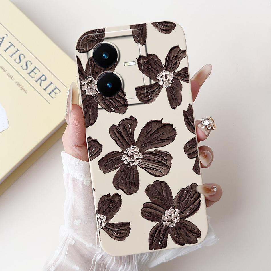 For Vivo Y22 Y22s Y22t Phone Case Vivo V2206 V2207 Y22 Y22s Y22t Elegant Floral Cat Painted Soft Silicone Shockproof Cases