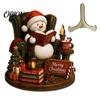 Wooden Holiday Wall Art Christmas Table Sign, 2D Flat Santa Claus/Snowman Reading Desktop Ornament Winter Party Decorations with Stand, Tabletop