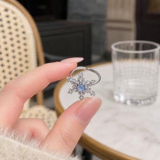 2Pcs/Set Women Ring Set, Stackable Ring with Cubic Zirconia Micro-Setting, Snowflake Row Rings Set for Jewelry Gift
