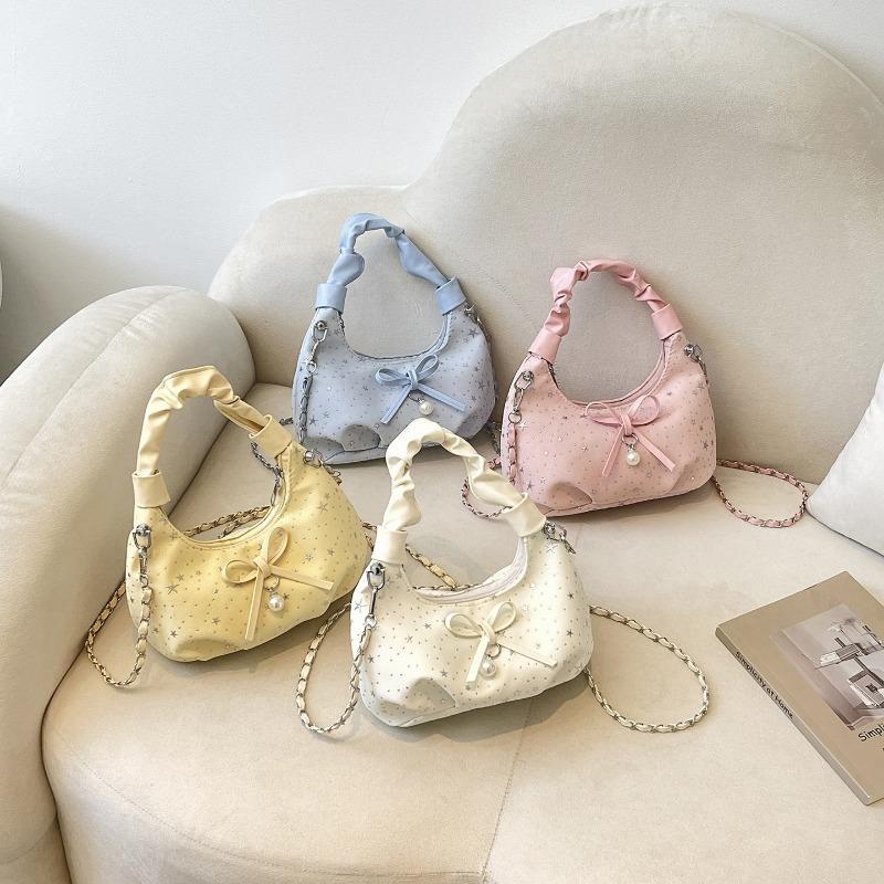 Solid Color Bowknot Versatile Daily Casual Shoulder Crossbody Handbag