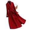 Autumn and winter women's double-sided woolen long coat double-sided wool woolen coat red coat high-end woolen coat women