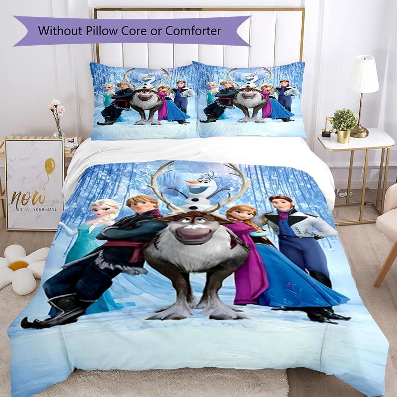 3pcs Elsa Bedding Set Duvet Cover Closure Includes 1 Duvet Cover & 2 Pillowcases, Soft and Comfortable for All Seasons.