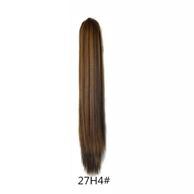 Synthetische Pferdeschwanz-Haarverlängerungen, lange, gerade Klaue, Clip-in/on-Pferdeschwanz für Frauen, tägliche Party, 55,9 cm, hitzebeständiges Kunsthaar