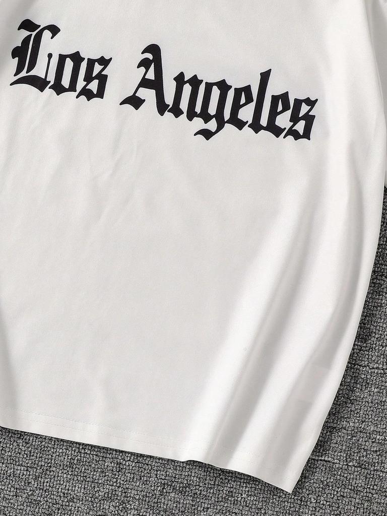 Jungen Street Style LOS ANGELES Buchstabendruck Modisches Alltags-Freizeitkleidung Weiches und Bequemes Kurzarm-T-Shirt Frühjahrs-/Sommerkollektion