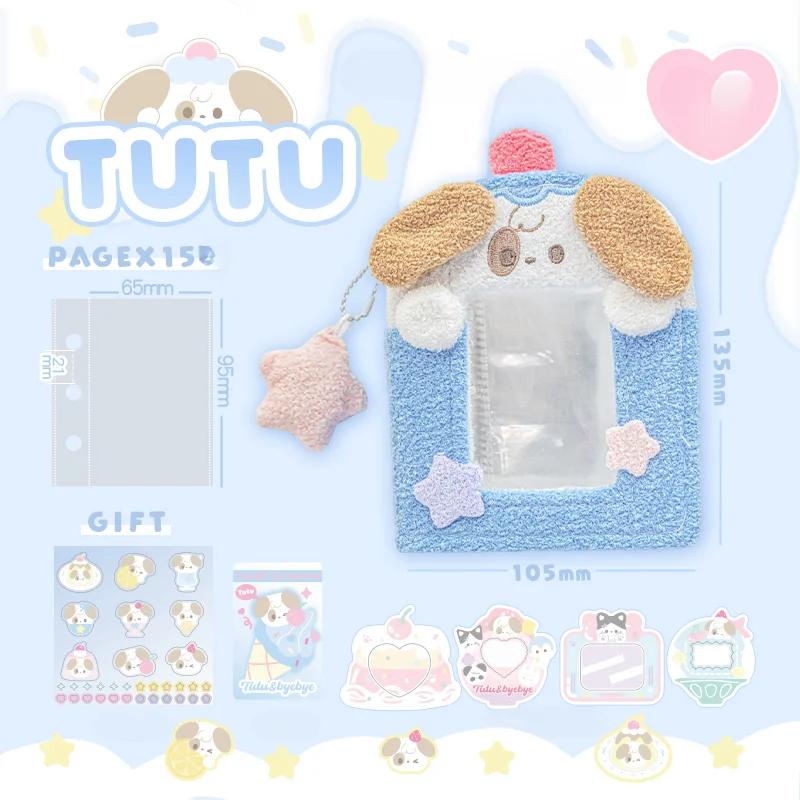 Kawaii Welpen Katze Plüsch Mini Album 3 Zoll Kpop Fotokarten Binder Buch Flauschig Weich Idol Karten Sammelalbum für Mädchen Geschenke Neu