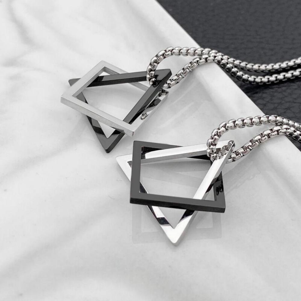Minimalist Geometric Irregular Pendant Necklace for Woman Man Long Stainless Steel Chain Accessories Jewelry Gifts