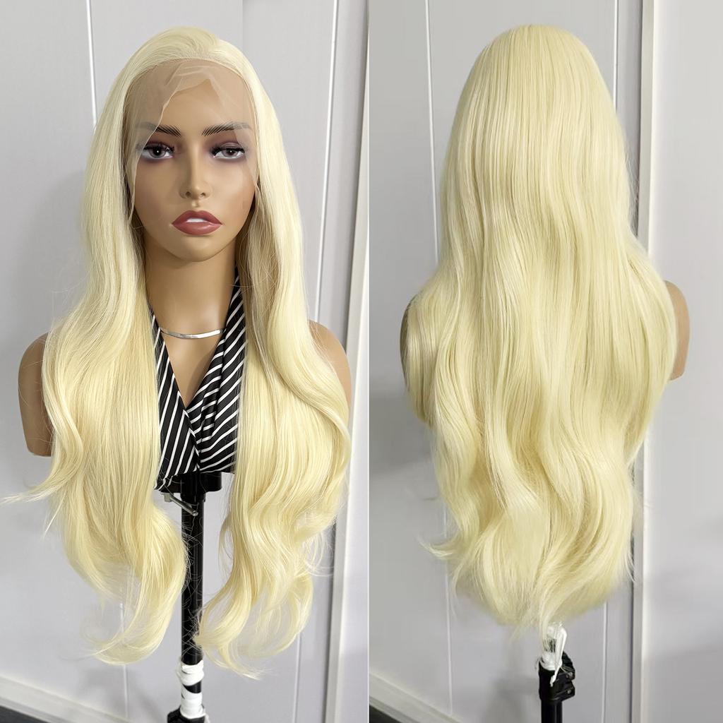 AIMEYA Blonde Wig 18-26Inch Synthetic Lace Frontal Wigs for Daily Use 13x4 Lace Front Cosplay Wigs 613 Long Silky Straight