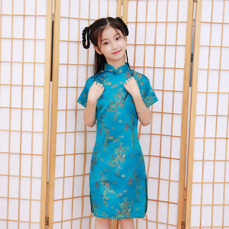 2025 Retro Chinesischer Stil Sommer Prinzessin Cheongsam für Mädchen