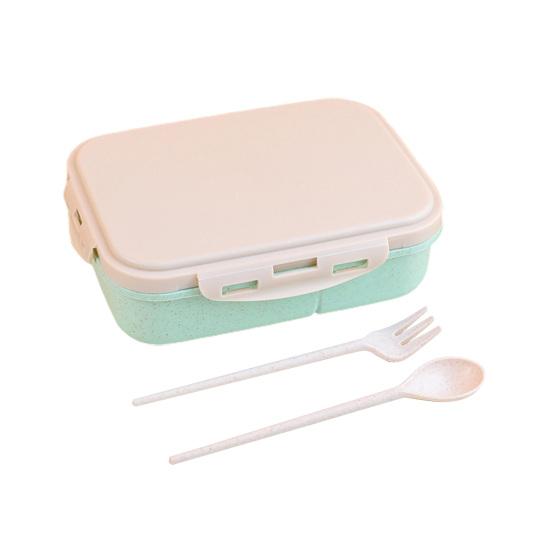 Bento Box Shock-proof Leak Proof Anti-slip 3 Compartments Durable Buckle Food-holder Wear-resistant Portable