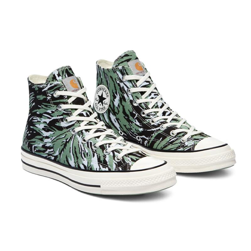 Carhartt WIP x Converse Chuck 70 Chuck 70 Trendy Versatile Casual Leaf Camouflage High Top Espadrilles Unisex Black and Green