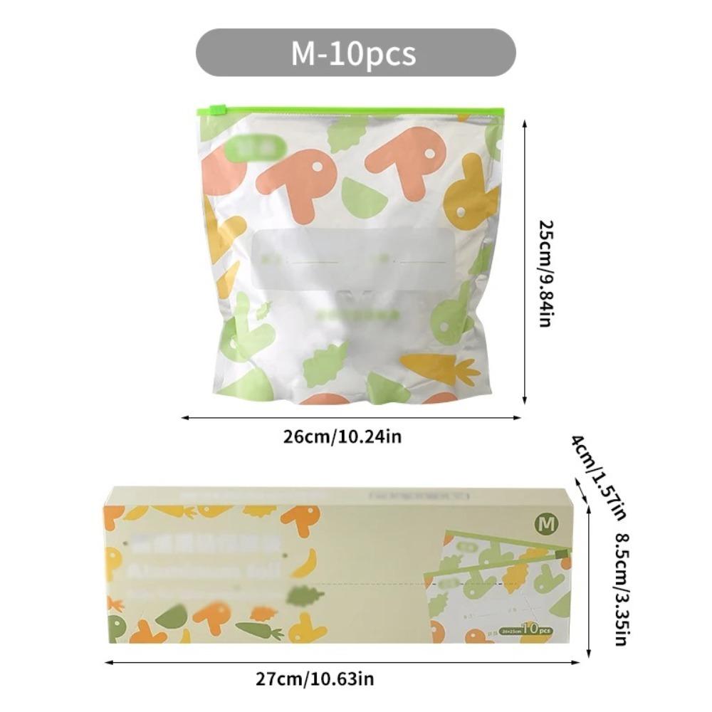 10Pcs Reusable Food Bag Aluminum Foil Kitchen Fresh Bag New Freezer Stand Up Bag  Kitchen Supplies