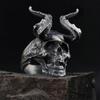 Vintage Punk Stainless Steel Skull Rings For Men Gothic Punk Satan Demon Horror Skull Ring Hiphop Motorcycle Rock Biker