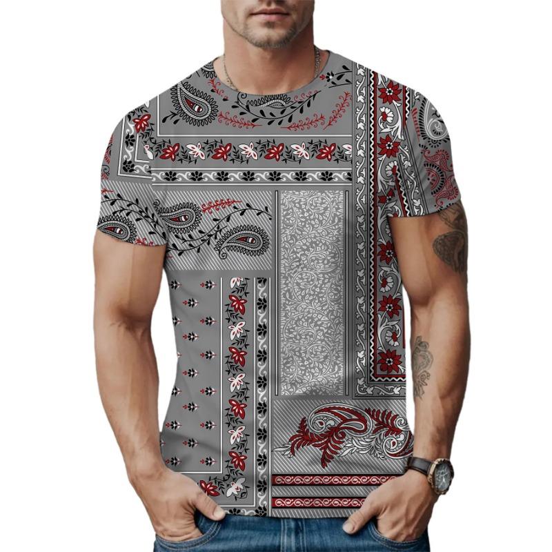 Summer Round Neck 3D Print Top Fashionable Casual Short Sleeved Men's T-shirts