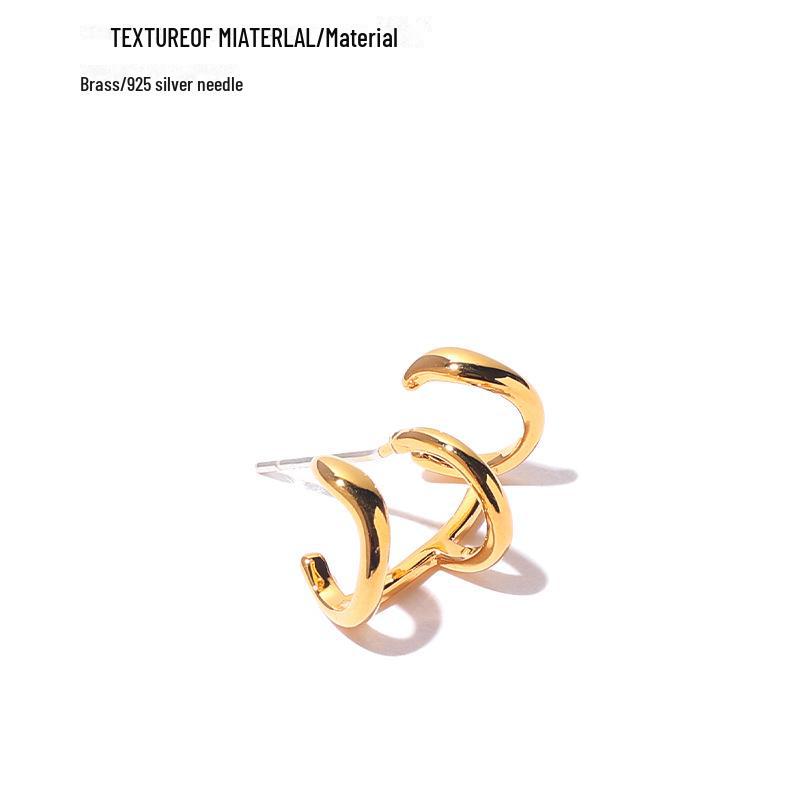 Nohara Aoi Retro Two-Tone Layered Earrings: Simple, Versatile, and Stylish.